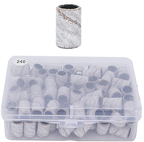 Bandas circulares de lijado de uñas Bandas de lijado para decoración de uñas Lima de pulido de pedicura, 100 piezas Bandas de lijado de manicura Brocas de uñas Accesorios Taladro de uñas Quitar(240#)