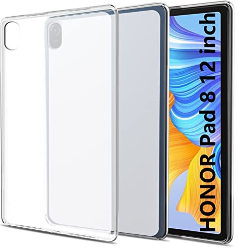 easyBee Hülle Kompatibel mit Honor Pad 8 (HEY-W09) 12 Zoll Case, Ultradünn Silikon Stoßfest Rückseite Abdeckung TPU Tablet Schutzhülle - Halbtransparent