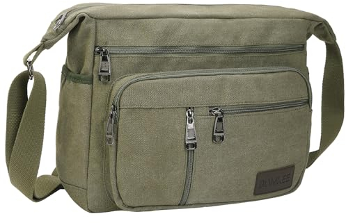 BOMKEE Borsa Messenger Tela, Borsa a Tracolla in Tela Vintage Crossbody Laptop Crossbody Bag per il Lavoro e i Viaggi Scolastici