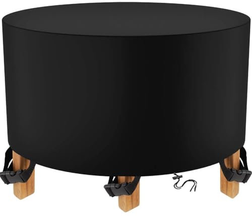 TopIdea Housse Table de Jardin Ronde 600D Housse Protection Table Jardin Housse de Protection Salon de Jardin Imperméable Housse de Table Exterieure Housse de Meuble Étanche Ronde 110x75cm