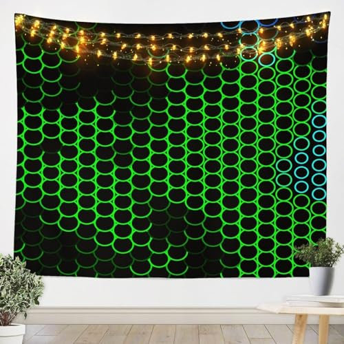 Sxakswol Wandteppich Groß Geometrie Wandteppich 200x150 Wandbehang Grün Rund, Tapisserie 3D Wandtuch Aesthetic Wandteppiche für Wohnzimmer Schlafzimmer Wohnheim Wanddeko