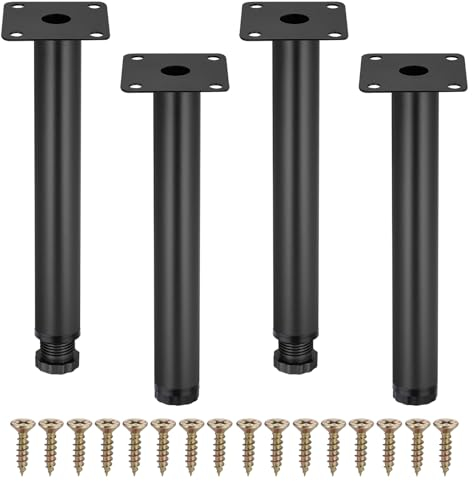 Zocipro 4 Stück Möbelbeine,18cm Sofa Füße Verstellbare Metall Möbelfüsse Schwarz,Möbelfüße für Schrankfüße,Füsse für Tisch,Schrankfüsse,Schränke Beine Füße,Beine für Möbel