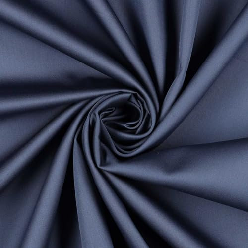 0,5m Baumwoll-Satin Baumwollstoff Satinstoff Meterware unifarben Oeko-Tex zertifiziert, Farbe:stahlblau