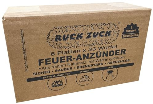 QUEBAg 198 x RUCK ZUCK Feuer-Anzünder Grillanzünder Holzanzünder Kaminanzünder Naturholzanzünder