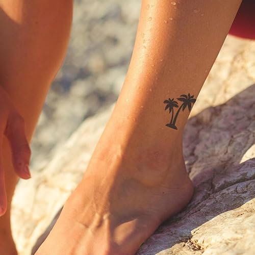 Inkster® Doppelpalme Tattoo | Temporäres Tattoo mit EU-Kosmetikzertifizierung | wasserfest + vegan | revolutionäres 2-Wochen-Tattoo | Fake Tattoos und Klebetattoos für Erwachsene