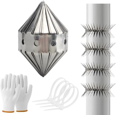 Palwin Marderschutz Fallrohr, 100cm Marderabwehr Fallrohrschutz Marderschutz, Marderschreck mit Handschuhen, Edelstahl Fallrohre Marderabwehr Für Marderschreck Dachboden Tierfreundliche