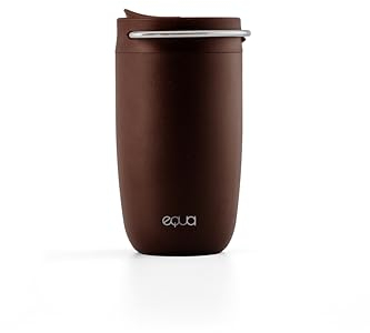 EQUA CUP Brown - Thermobecher aus Edelstahl mit Keramikbeschichtung - Hält bis zu 4 Stunden heiß - 100% auslaufsicher & mit Silikonboden - umweltfreundlich & stylisch - 300 ml