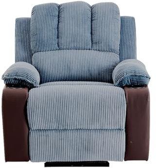 Electric Reclining Chair with Massage Heated, Grey Recliner Armchair Jumbo Cord Fabric Lounge Sofa Chair with Remote Control and Side Pocket