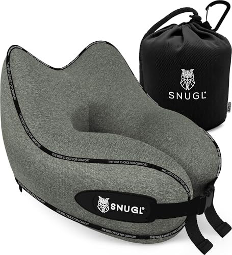 SNUGL Nackenkissen Memory Foam Waschbar & Verstellbar | Kuscheliges Nacken Reisekissen Für Flugzeug, Auto & Unterwegs | Reise-Kissen Nackenhörnchen, Neck Travel Pillow (Hellgrün, Erwachsener Normal)