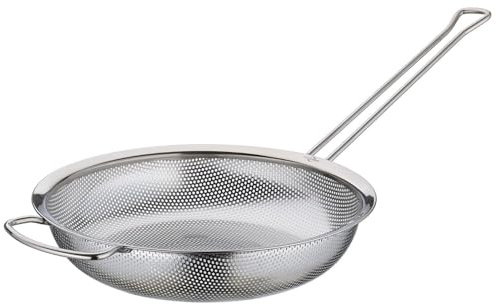 KÜCHENPROFI Küchensieb DELUXE flach, 24 cm, Edelstahl, Gegengriff | Nudelsieb, flacher Boden, platzsparend, hygienisch, rostfreier Edelstahl, praktischer Gegengriff, Ø 24 cm × 5,5 cm