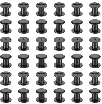 PATIKIL M5*7mm Tornillo de Encuadernacion, 50 Juego Tornillo de Chicago Remaches de Tornillos Conexión Columna Para Cuero Libros, Bolsos, Collares, Mochilas Reparación Bricolaje, Negro