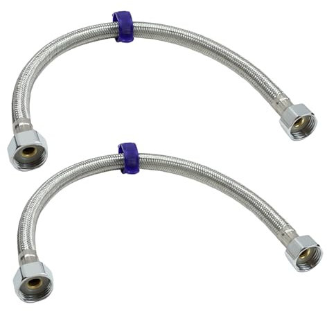 Flexible Tap Connector Pack of 2 Stainless Steel 1/2 X 1/2 Bsp 40cm Braided Plumbing Fittings Corrosion Resistant Toilet Replacement Pipe for Homes Kitchen Bathroom Sink Tap