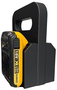Battery Carrier compatible with DeWalt XR 18v Batteries | DIY Gift | Builders Gift | Gifts For Dad | Heavy Duty | Customisable (Black, 4 Battery)