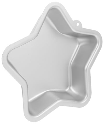 FUNNETOYU Fünfzackige Stern Kuchenform Groß aus Aluminiumlegierung, Silber | Antihaft Käsepfanne, Brotform, Käsekuchenmodell, Maiskuchenformen, Gießform Stern