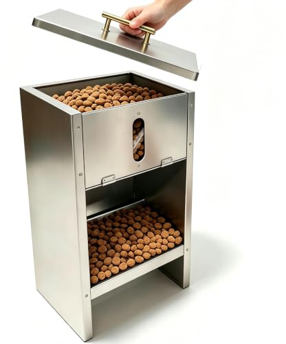 Distributore automatico di cibo per cani di taglia grande, distributore automatico di cibo per animali domestici all'aperto con capacità di 11,5 kg, distributore automatico di cibo in acciaio inox con