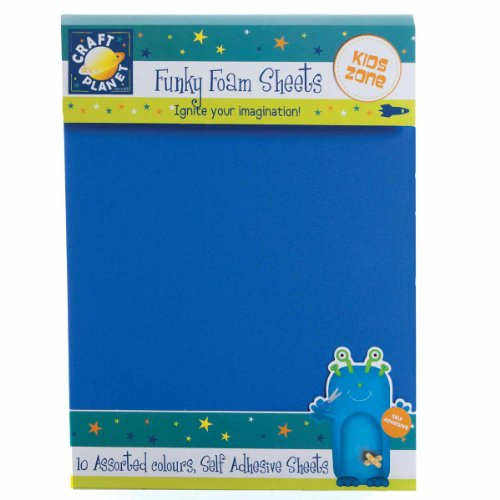 Craft Planet 9 x 12 Funky Foam Sheet Self Adhesive 10 Pack 2mm Thick, Assorted Coloured Craft Accessories, Card Making Supplies, Coloured Foam Sheets, Modelling, Printing, Paint, Foam Crafts Padding