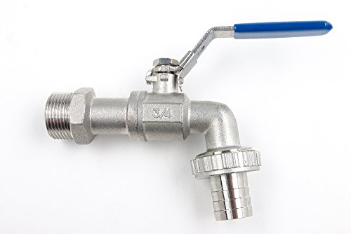 derClou24 6820VA0020 Edelstahl-Kugelauslaufhahn Auslaufventil 3/4 Zoll rostfrei mit Hebelsicherung