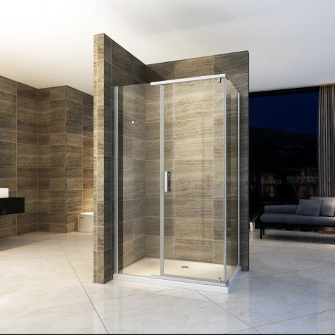 Bagno Italia Box doccia 8mm 70x120 anta fissa porta saloon battente reversibile vetro trasparente I