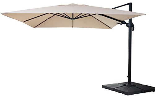 Mendler Gastronomie-Ampelschirm HWC-A96 3x4m (Ø5m) schwenkbar | Polyester/Alu, 26kg, mit Ständer