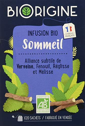BiOrigine - Infusion bio Sommeil - Verveine, fenouil, réglisse & mélisse - Ingrédients d'origine naturelle - 20 sachets