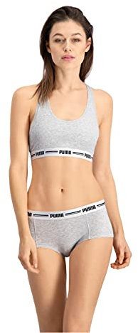 PUMA Damen Hipster Panties Iconic Women's Mini Short (2 Pack), Grey / Grey, M