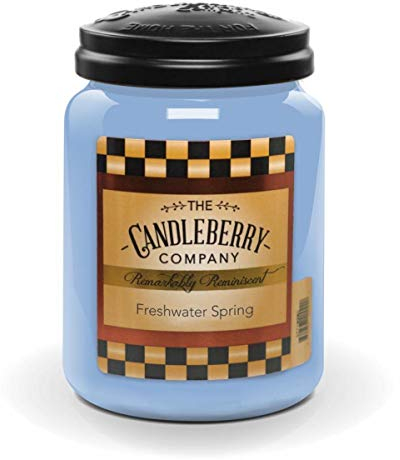 Candleberry Duftkerze im Glas mit Deckel - Freshwater Springs (570g) - Intensiv duftende ganzjährige Kerze bis zu 160h Brenndauer für jeden Anlass, langlebig und handgegossen in den USA