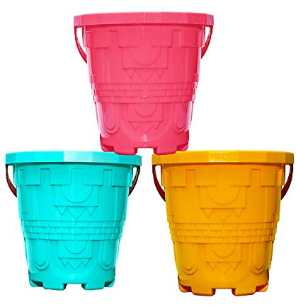 Holady Plastic Beach Castle Mold Buckets, 7.3'' Large Size Sand Bucket Water Bucket for Beach Fun Great Summer Party Accessory