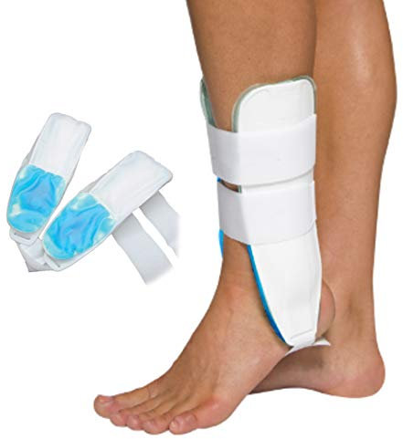 Express Orthopaedic® - Support de Cheville Orthèse Attelle Pied en Gel à Air avec Coussins d'Air et Coussinets en Gel Thérapeutique par le Froid pour Entorse