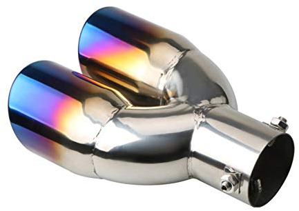 iSpchen Auspuffblende Doppelrohr Auspuff Endrohr Trimm Blende Auspuff Auto Endrohrblende Edelstahl Auspuffblenden Schalldämpfer Heckschalldämpfer 63MM