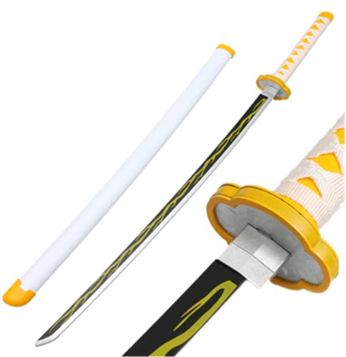 damdos Halloween Prop Weapon Cosplay Sword, PU Foam 31.5inch Agatsuma Zenitsu Swords,Tomioka Giyuu Swords Xmas Birthday Gifts (Agatsuma Zenitsu)