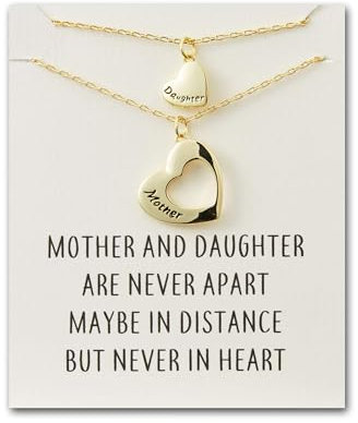 Philip Jones Gold Plated Mother and Daughter Necklace Set with Quote Card