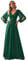 Ever-Pretty Women's Elegant A-Line Deep V-Neck Appliques Pleated Long Sleeve Bridesmaid Dress Dark Green 16UK