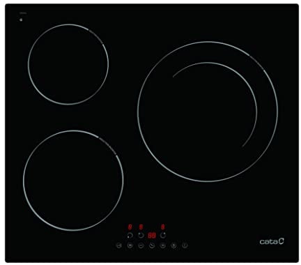 Cata Placa de inducción IBZ 6303 BK con 3 zonas de cocción con amplificador y una zona doble gigante con 9 niveles de potencia, placa de 60 cm con desconexión automática y bloqueo para niños