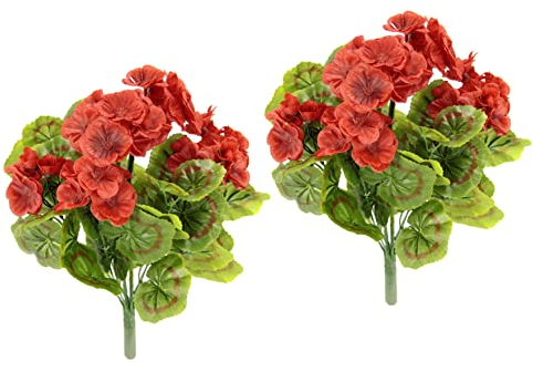 Geranienbusch künstlich Geranie Geranienstrauß Pelargonien Beetpflanze Balkonblume Seidenblumen Kunstblume Kunstpflanze Tischdeko Dekoblumen Dekopflanze Zimmerpflanze Klassische Pflanze Topfblume