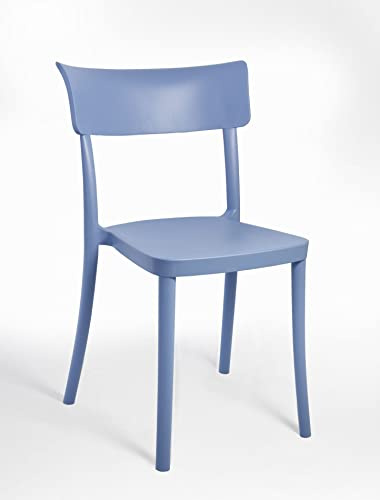 SARETINA - Farbiger Stuhl aus Polypropylen, für den Außenbereich, Esszimmer, Küche und Bar - Stapelbar - 9 Farben (4, Jeans-Hellblau)