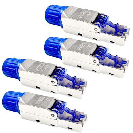 ARLI Netzwerkstecker RJ45 CAT8.1 – 4 x Netzwerk Stecker geschirmter Ethernet-Stecker für max. 40Gbit/s 2000 MHz Werkzeuglose Montage Feldkonfektionierbar Kompatibel mit CAT8 CAT7 CAT6a PoE PoE+