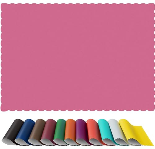 Paper Placemats - Disposable - Scalloped Edge (100, Pink) | Disposable paper placemats, scalloped-edge design, pink, 100 count, quick table setup and cleanup