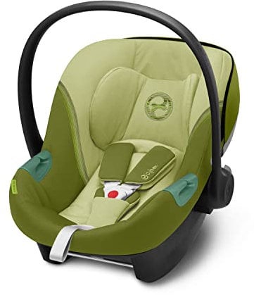 CYBEX Gold Babyschale Aton S2 i-Size, Ab Geburt bis ca. 24 Monate, Max. 13 kg, Inkl. Neugeboreneneinlage, SensorSafe kompatibel, Nature Green