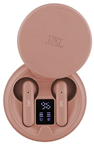 T'nB - Ecouteurs Bluetooth 5.1, TWS sans Fil Semi Intra-Auriculaires avec Microphone Intégré, Autonomie Jusqu’à 20 Heures d’Ecoute, Indicateur de Charge, Contrôle Tactile, SHINY2 – Rose