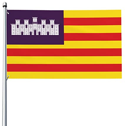 Bandera de las Islas Baleares Bandera 3x5 pies Patio Jardín Césped Decoración de bienvenida Banner Interior Fiesta en casa Banderas