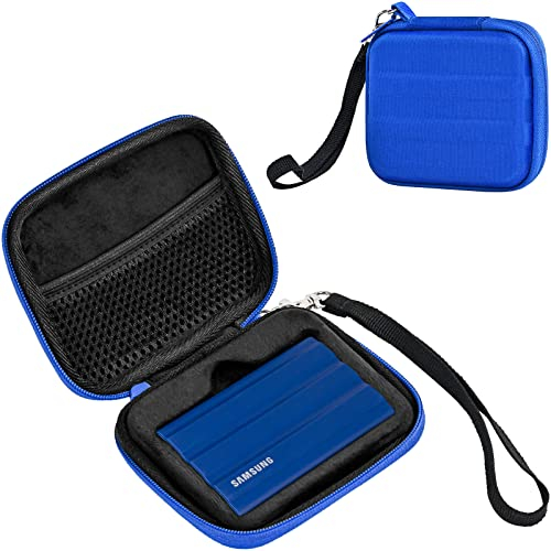 ProCase Tragetasche Schutzhülle für Samsung T7 Shield External Solid State Drives SSD Festplatten Tasche Stoßfest Hart Reise Etui mit Kabelnetzbeutel -Blau