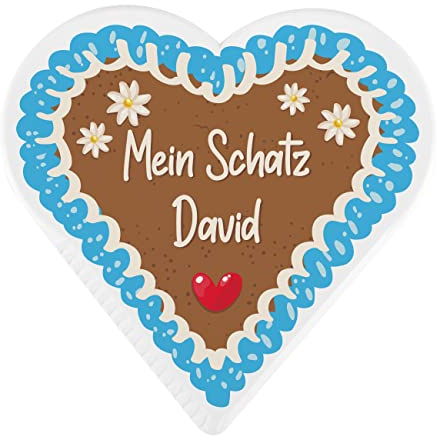 Herz & Heim® personalisierter Eiskratzer in Herzform/Kunststoff/verschiedenen Motive / 13 cm x 13 cm Lebkuchenherz