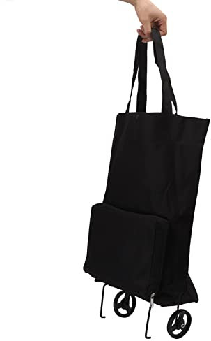 Carrello della Spesa Pieghevole con Ruote, Borsa per Fare la Spesa da Viaggio, con Cinghie e Design Pratico, Verde