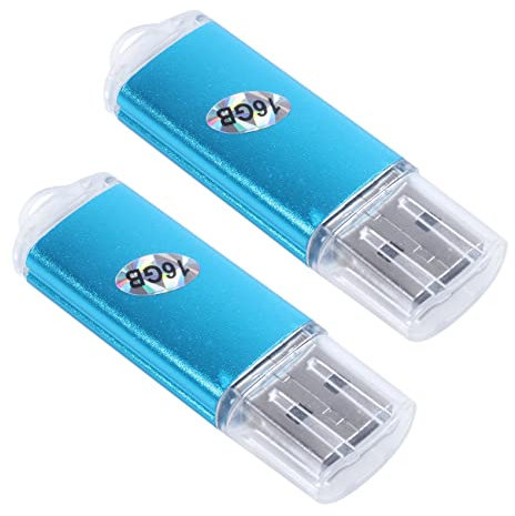 Zunedhys 2 x USB-Speicherstick, U-Disk für , PC, TV, Farbe: Blau, Kapazität: 16 GB
