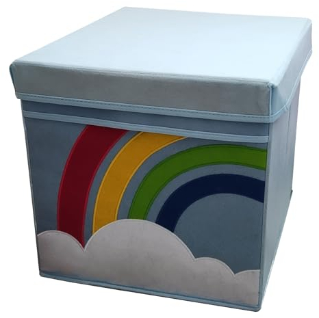 Generisch Aufbewahrungsbox mit Deckel für Kinder für Würfelregal Stoffbox Faltbox Regenbogen Vlies blau