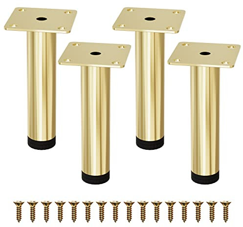 M MIMHOOY Gold Furniture Legs 5 Inch Legs for Furniture Set of 4, Adjustable Metal Legs for Dresser Cabinet Couch Ottoman Desk