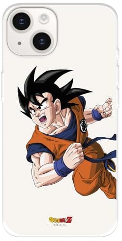 Case Compatible with iPhone 15 Plus Official Dragon Ball Goku Warrior to Protect Your Mobile Phone, Transparent Flexible Silicone Case with Official Dragon Ball License