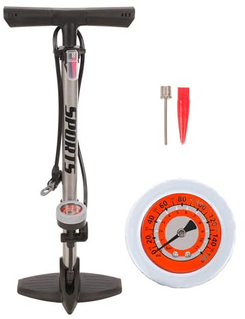 Bomba de Bicicleta Profesional con Manómetro de Alta Presión 160 PSI - Válvula Presta y Schrader, Multiusos para Bicicletas y Motocicletas etc..