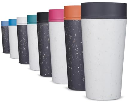 Circular & Co Insulated Reusable Coffee Cup - 12oz/340ml - Medium Travel Mug - 100% Leakproof & Lockable - Push Top, One Hand Open, 360 Drinking Coffee Tumbler - Recyclable - BPA Free, Dishwasher Safe