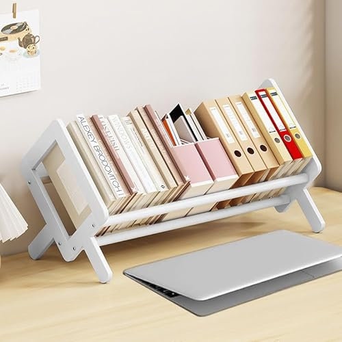 Fox Claw Bücherregal aus Holz, neigbar, für Wohnzimmer/Zuhause/Büro, Schreibtisch-Bücherregal, Organizer, Bücherregale, Aufbewahrungsregal für CDs/Zeitschriften/Bücher, Display (weiß, 40,6 cm L)